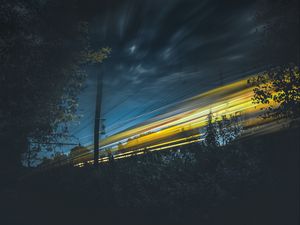 Preview wallpaper sky, light, railway, night