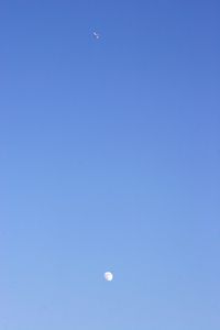 Preview wallpaper sky, moon, airplane, blue, minimalism