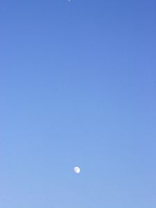 Preview wallpaper sky, moon, airplane, blue, minimalism