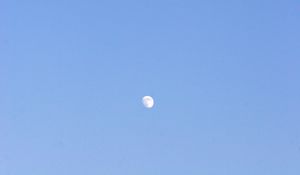 Preview wallpaper sky, moon, airplane, blue, minimalism