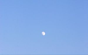 Preview wallpaper sky, moon, airplane, blue, minimalism