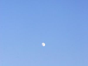 Preview wallpaper sky, moon, airplane, blue, minimalism