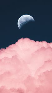 Preview wallpaper sky, moon, cloud, pink