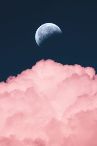 Preview wallpaper sky, moon, cloud, pink