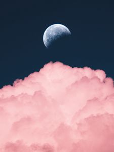 Preview wallpaper sky, moon, cloud, pink
