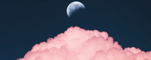 Preview wallpaper sky, moon, cloud, pink