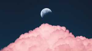 Preview wallpaper sky, moon, cloud, pink