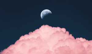 Preview wallpaper sky, moon, cloud, pink