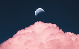 Preview wallpaper sky, moon, cloud, pink