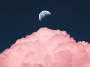 Preview wallpaper sky, moon, cloud, pink