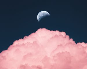 Preview wallpaper sky, moon, cloud, pink