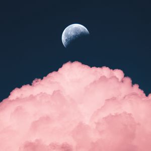 Preview wallpaper sky, moon, cloud, pink