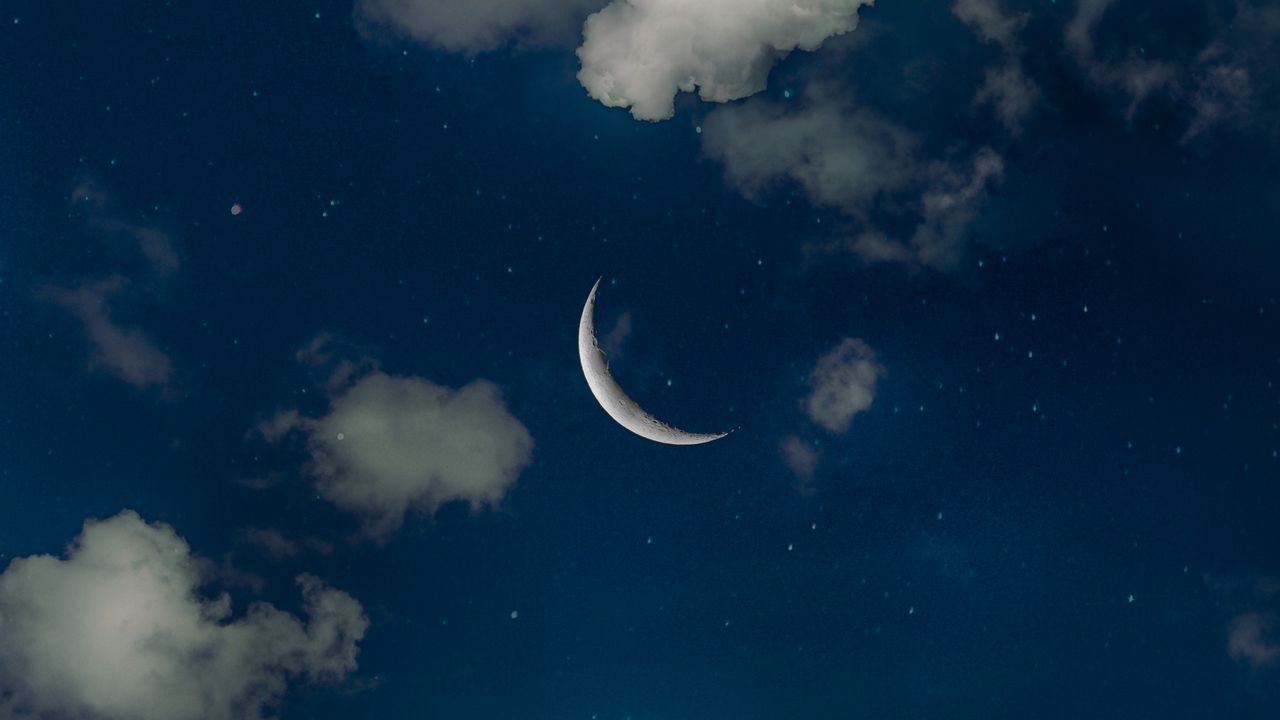 Wallpaper sky, moon, clouds, stars, night
