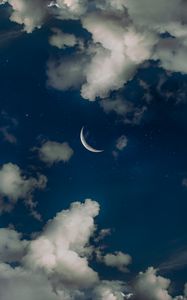 Preview wallpaper sky, moon, clouds, stars, night