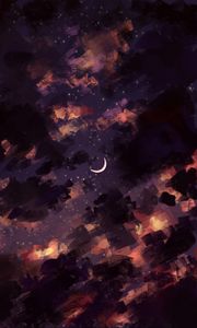 Preview wallpaper sky, moon, stars, clouds, night