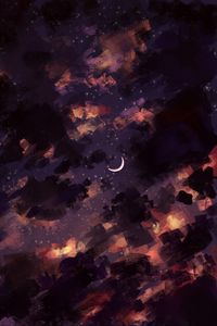 Preview wallpaper sky, moon, stars, clouds, night