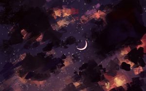 Preview wallpaper sky, moon, stars, clouds, night