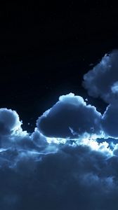 Preview wallpaper sky, night, clouds, air, stars, moon, tranquillity