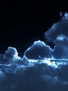 Preview wallpaper sky, night, clouds, air, stars, moon, tranquillity