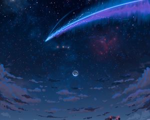 Preview wallpaper sky, night, comet, art, dark
