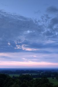 Preview wallpaper sky, plain, trees, height, morning