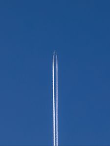 Preview wallpaper sky, plane, flight, stripes, minimalism