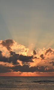 Preview wallpaper sky, rays, sunset, horizon