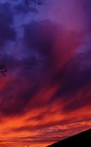 Preview wallpaper sky, roof of house, pole, wires, trees, bright