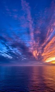 Preview wallpaper sky, sea, clouds, decline, orange, colors, ripples, strips