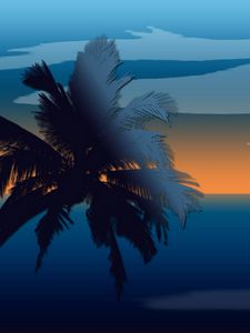 Preview wallpaper sky, sea, horizon, palm, art