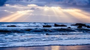Preview wallpaper sky, sea, waves, sunset