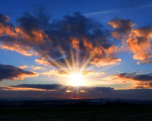 Preview wallpaper sky, sunset, clouds, horizon