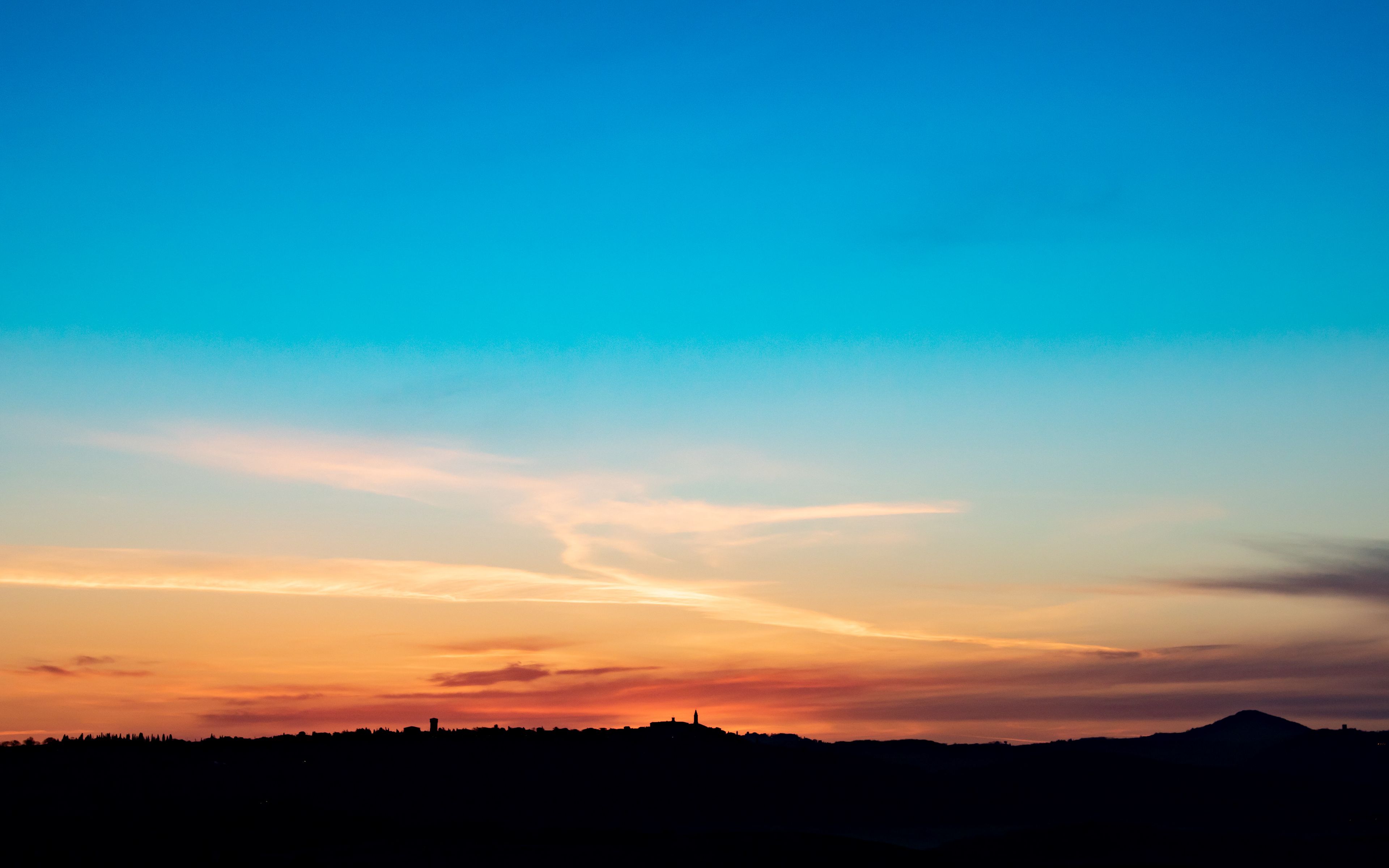 Download Wallpaper 3840x2400 Sky Sunset Dusk Silhouette Hills 4k