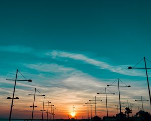 Preview wallpaper sky, sunset, pillars, horizon