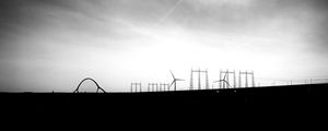 Preview wallpaper sky, windmills, silhouettes, bw