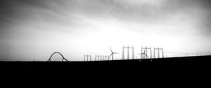 Preview wallpaper sky, windmills, silhouettes, bw