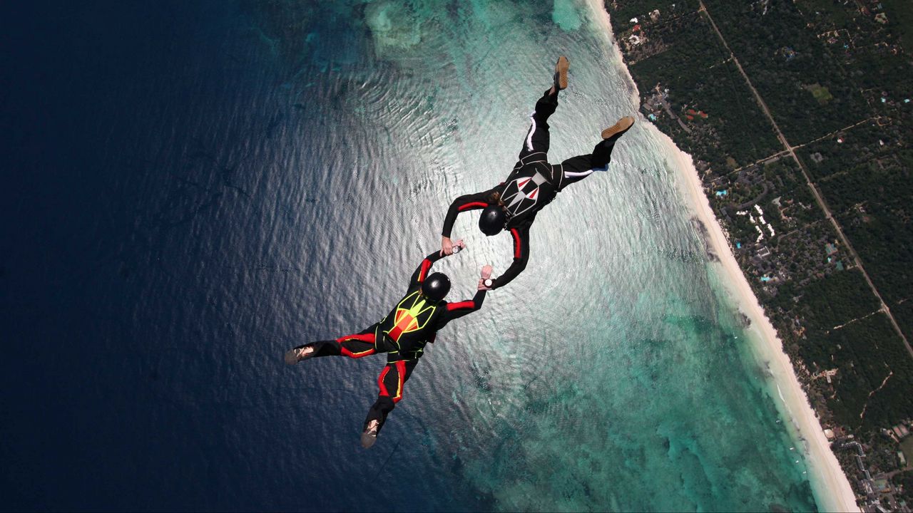 Wallpaper skydivers, parachuting, stunt