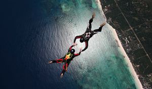 Preview wallpaper skydivers, parachuting, stunt