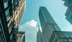 Preview wallpaper skyscraper, architecture, bottom view, building, city