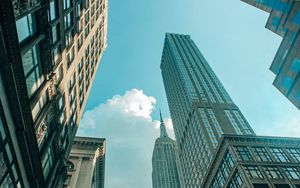 Preview wallpaper skyscraper, architecture, bottom view, building, city