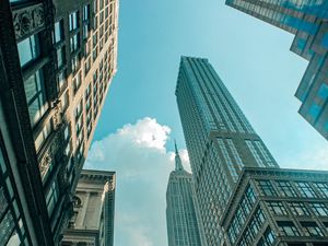 Preview wallpaper skyscraper, architecture, bottom view, building, city
