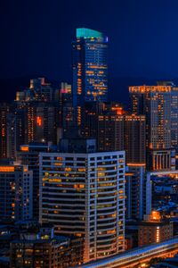 Preview wallpaper skyscraper, architecture, building, lights, night