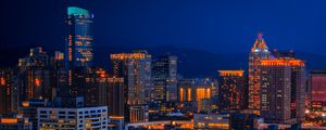 Preview wallpaper skyscraper, architecture, building, lights, night