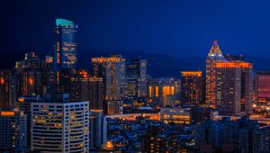 Preview wallpaper skyscraper, architecture, building, lights, night