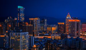 Preview wallpaper skyscraper, architecture, building, lights, night