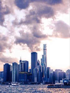Preview wallpaper skyscraper, architecture, buildings, city, water, sky