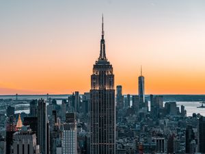 Preview wallpaper skyscraper, architecture, buildings, city, sunset, sky