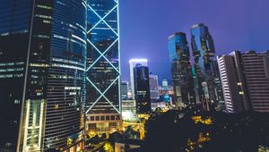 Preview wallpaper skyscraper, architecture, buildings, city, evening