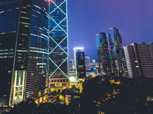 Preview wallpaper skyscraper, architecture, buildings, city, evening