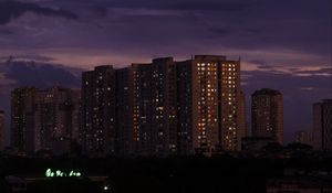 Preview wallpaper skyscraper, architecture, night, buildings, apartments